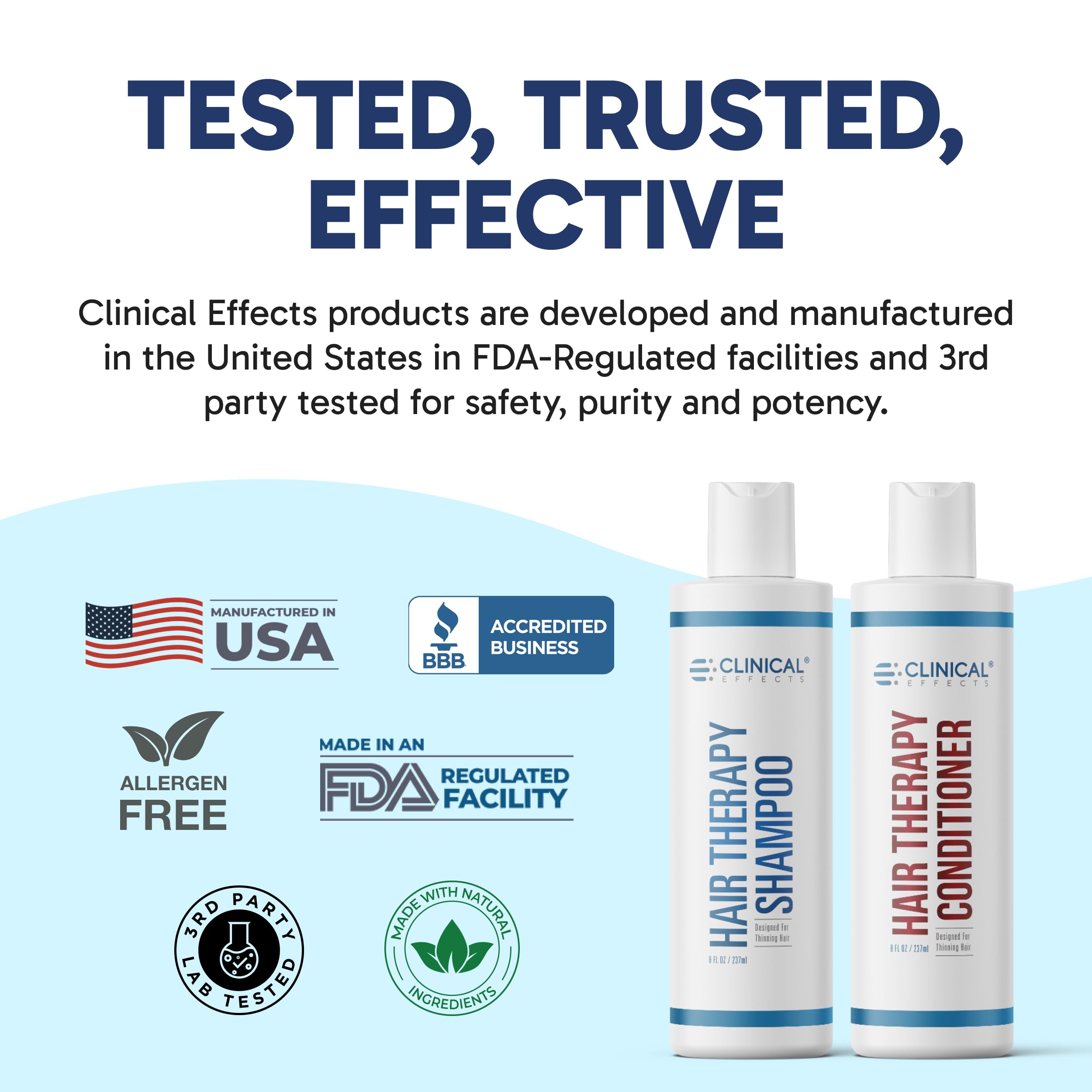 Clinical Effects After wash hair shows natural shine and healthy volume