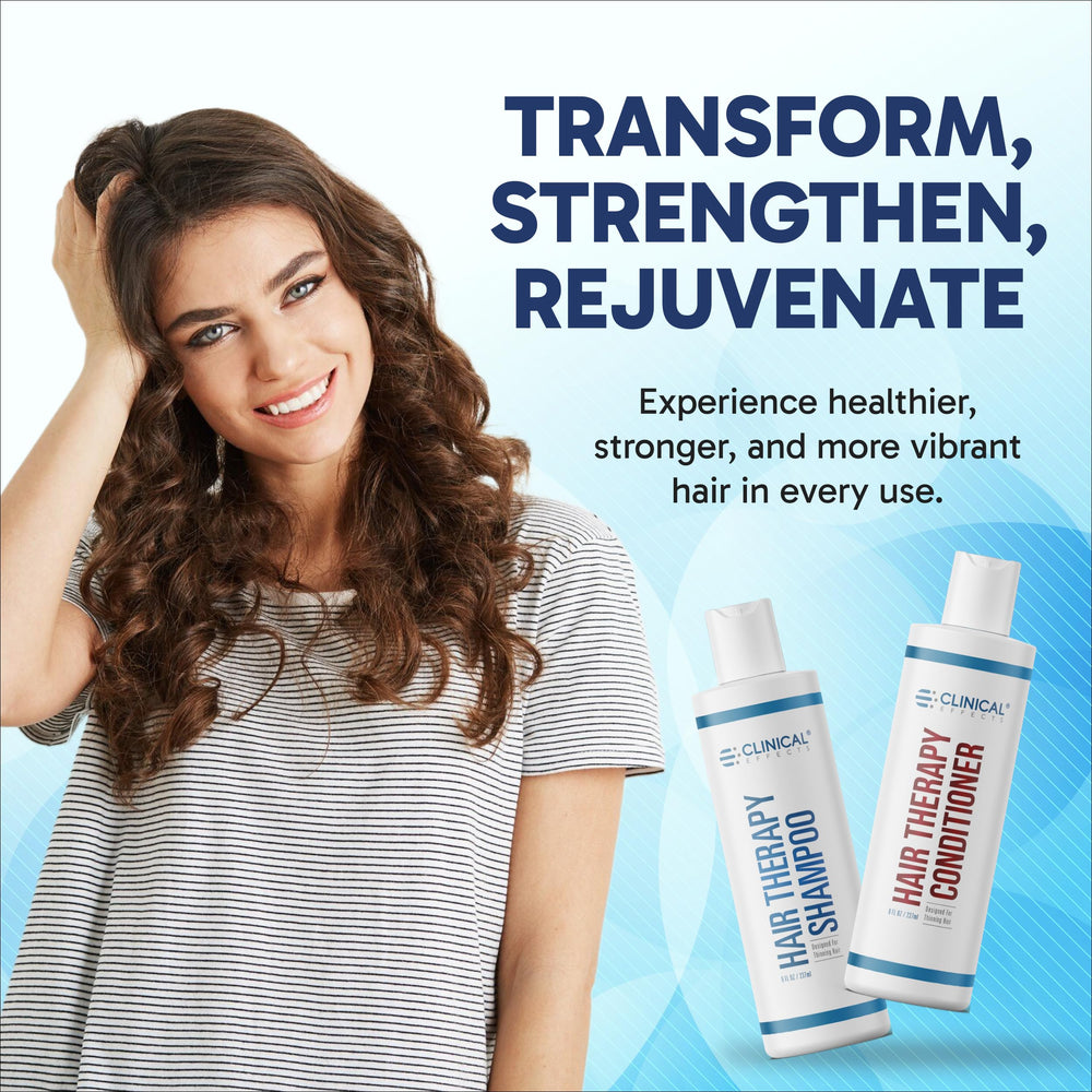 Clinical Effects Hair Therapy Conditioner bottle front with nourishing saw palmetto and apple stem cells