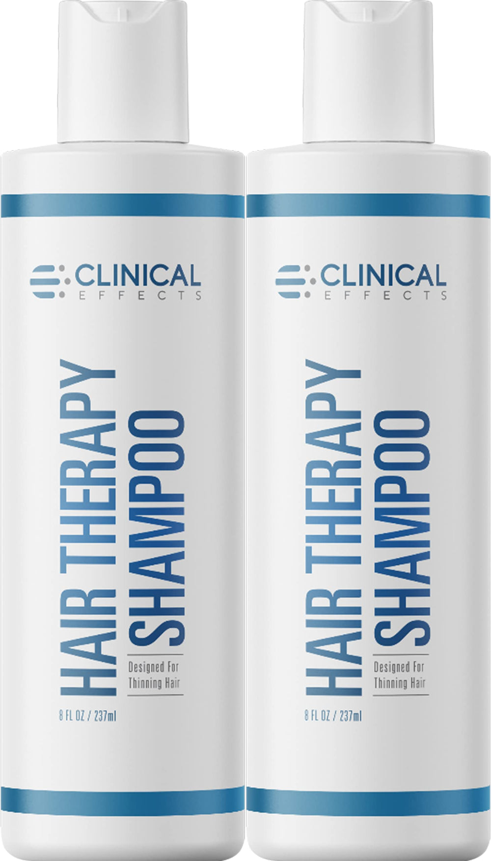 Clinical Effects Hair Therapy Shampoo bottle close-up showing premium biotin formula for fuller hair.