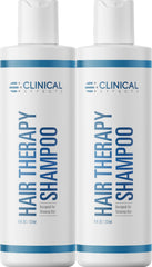 Clinical Effects Hair Therapy Shampoo bottle close-up showing premium biotin formula for fuller hair.