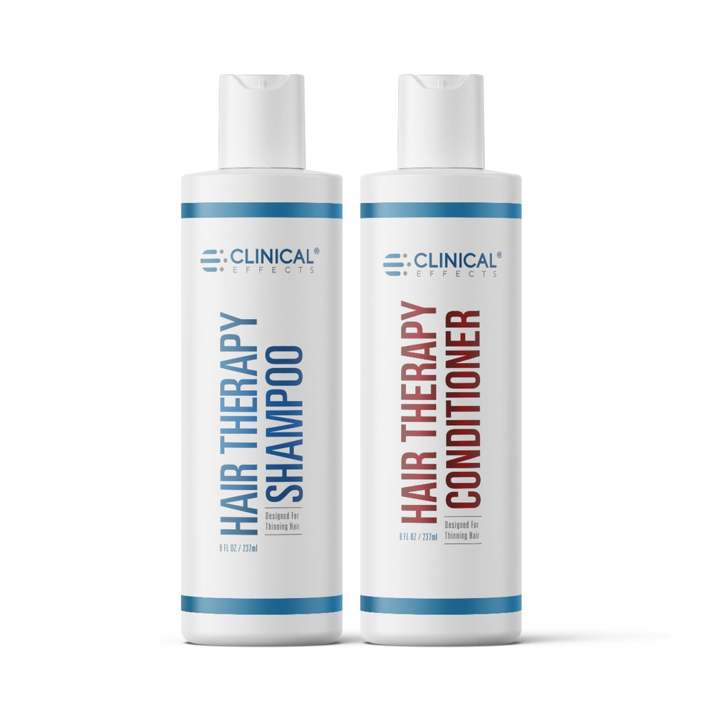 Clinical Effects Hair Therapy Shampoo bottle front highlighting biotin rich formula for fuller hair