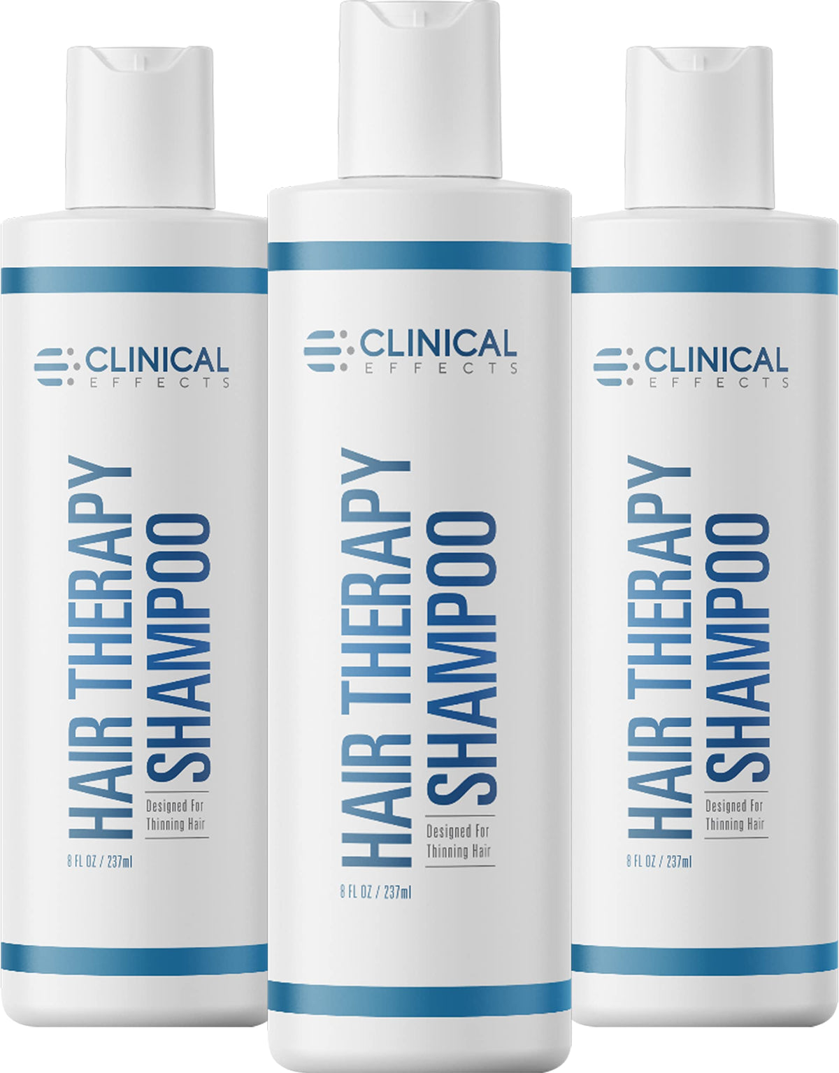 Clinical Effects Hair Therapy Shampoo bottle showcases biotin formula for fuller hair.