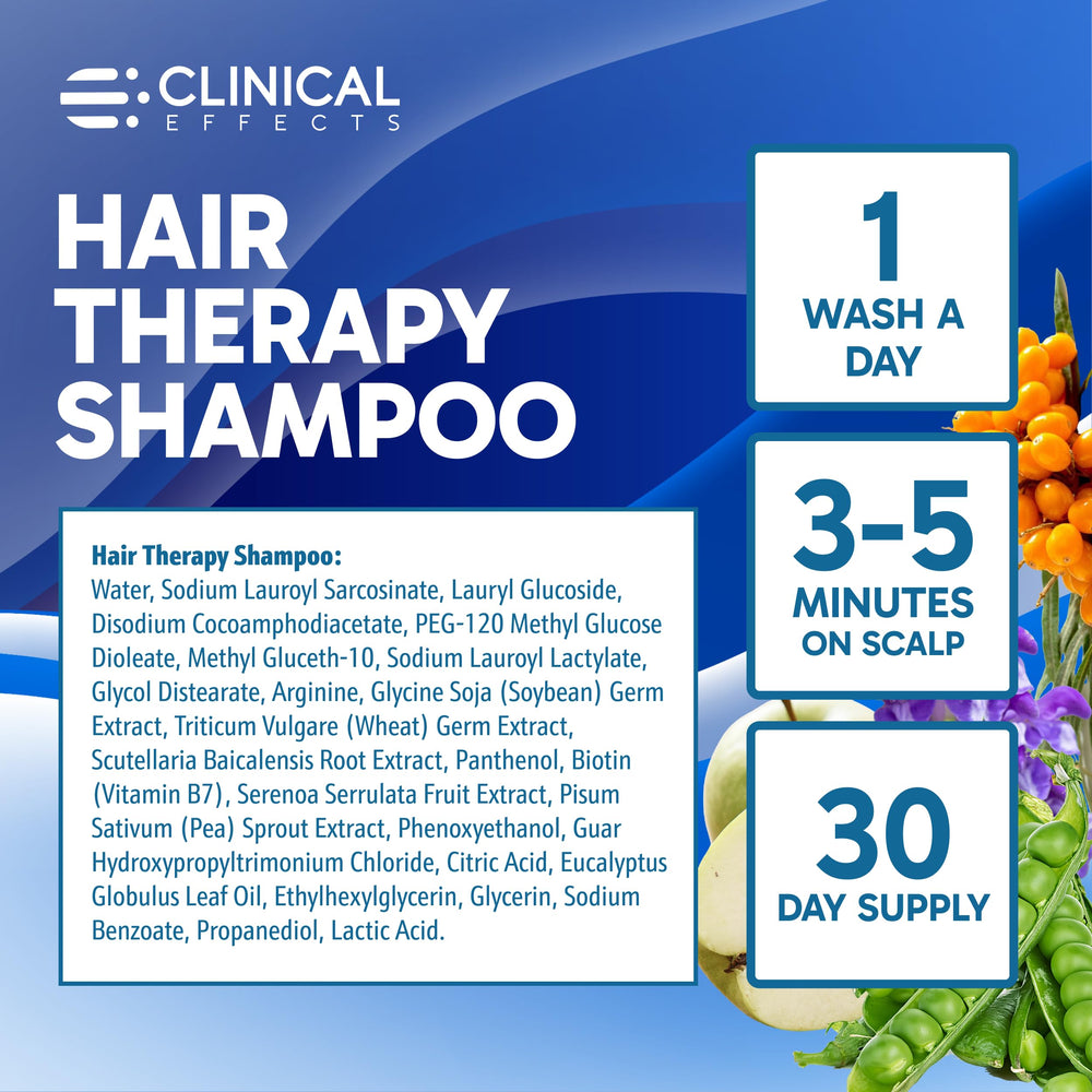 Clinical Effects Hair Therapy Shampoo cruelty-free symbol signals ethical beauty.