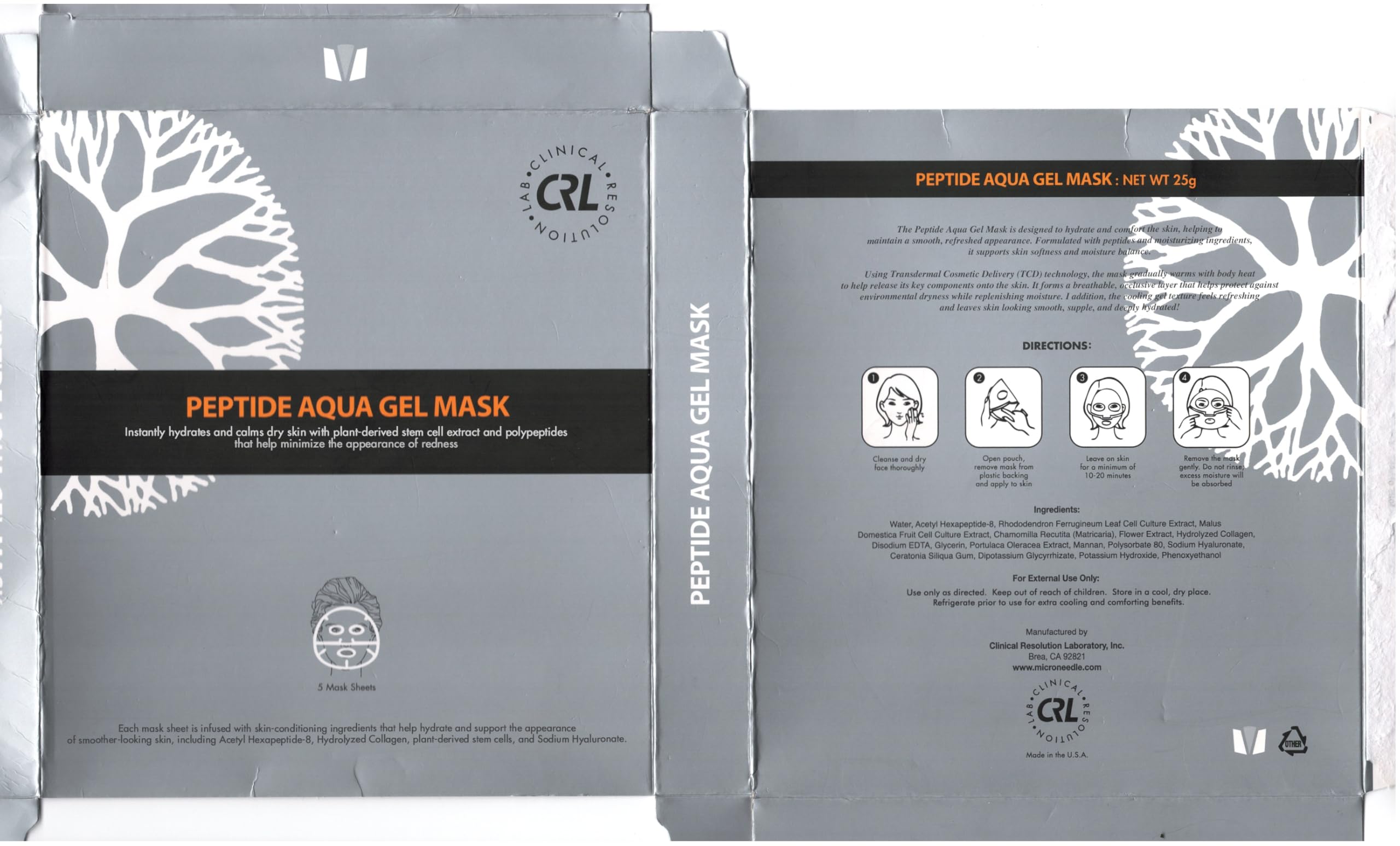 Cruelty-free and vegan-friendly branding of Clinical Resolution CRL mask.