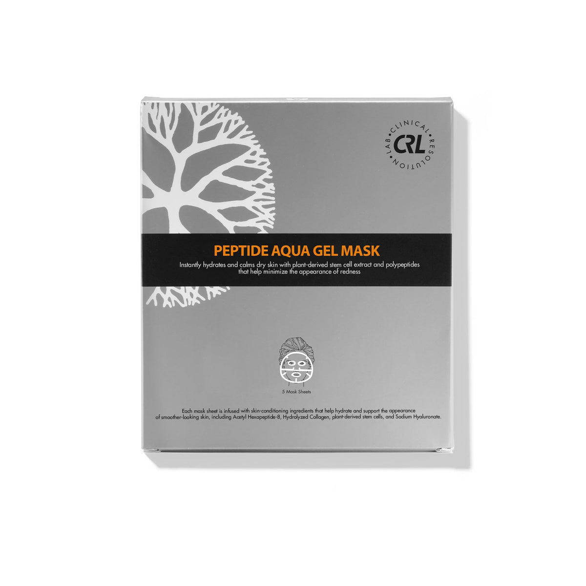 Clinical Resolution CRL Peptide Aqua Gel Mask pack of 5 sheets for at-home hydration.
