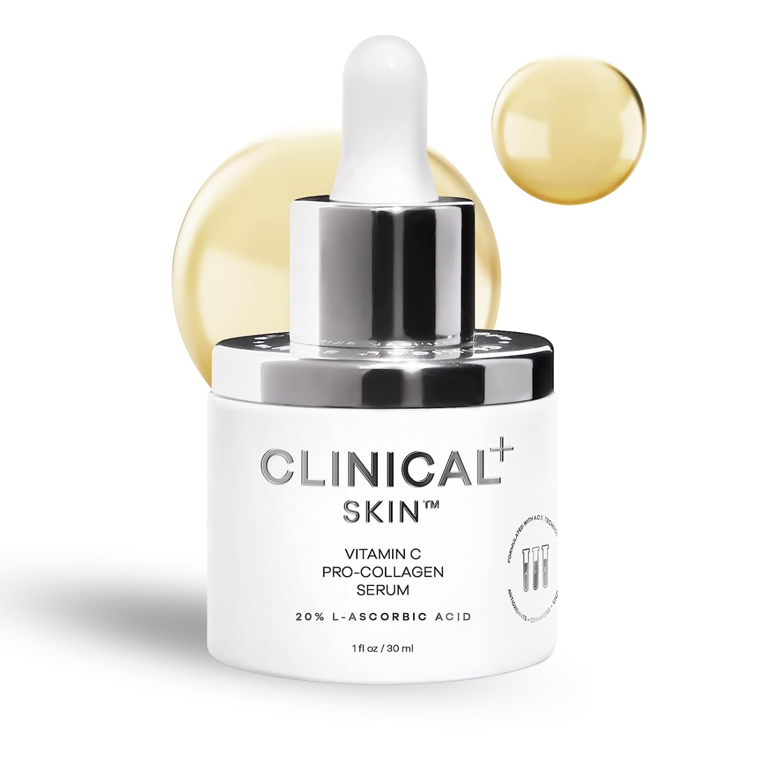 Clinical+ Skin Vitamin C Pro-Collagen Serum bottle shows brightening potential