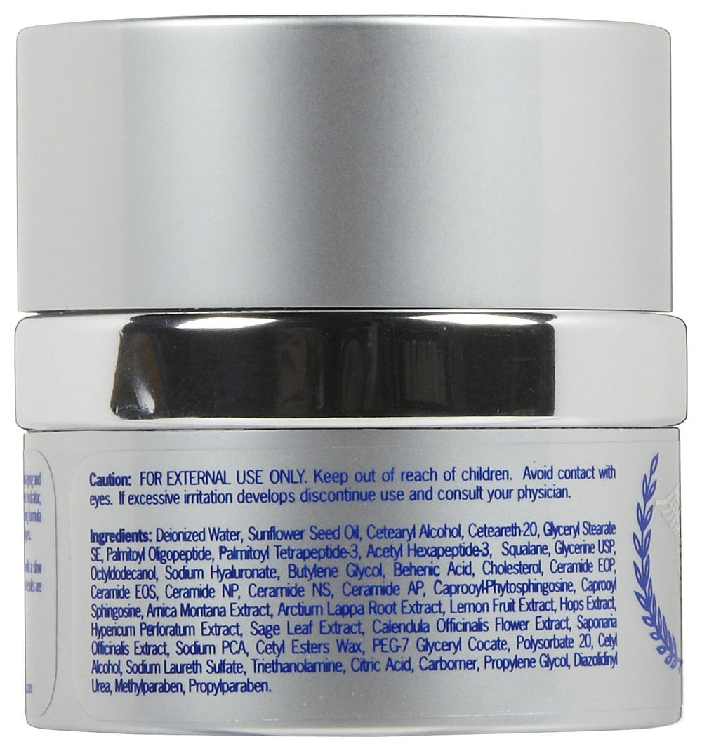 Clinicians Complex Peptide Plus Cream jar showing smooth texture and anti-wrinkle care