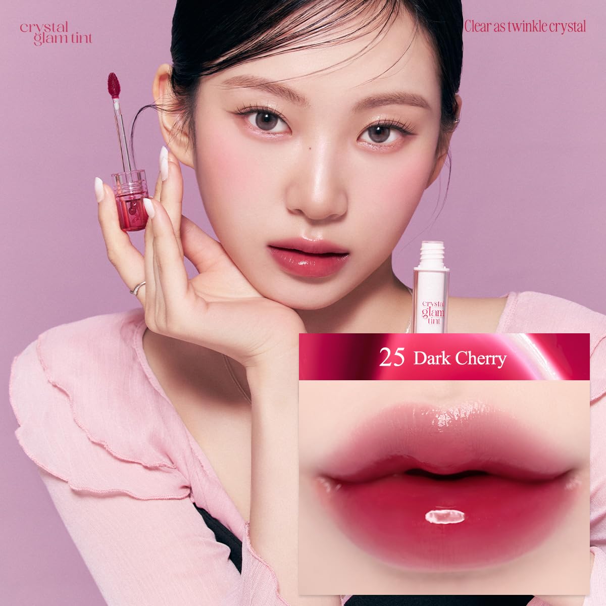 CLIO Crystal Glam Tint Cherry Series 25 Dark Cherry buildable color layer adds depth