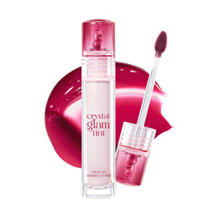 CLIO Crystal Glam Tint Cherry Series 25 Dark Cherry swatch shows vivid color and glass-like finish