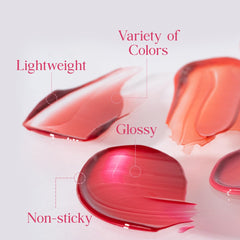 CLIO Crystal Glam Tint Honey Cherry applicator demonstrates light, buildable coverage.