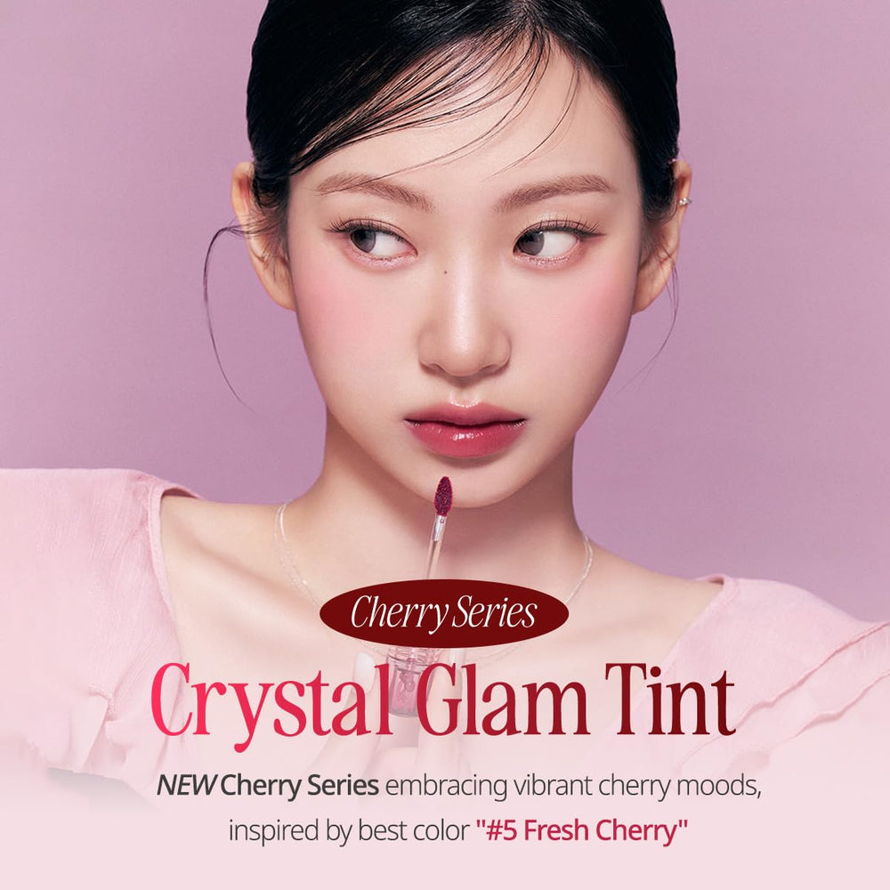 CLIO Crystal Glam Tint Dry Cherry builds color from sheer to bold.