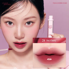 CLIO Crystal Glam Tint Dry Cherry offers long-lasting vivid color.