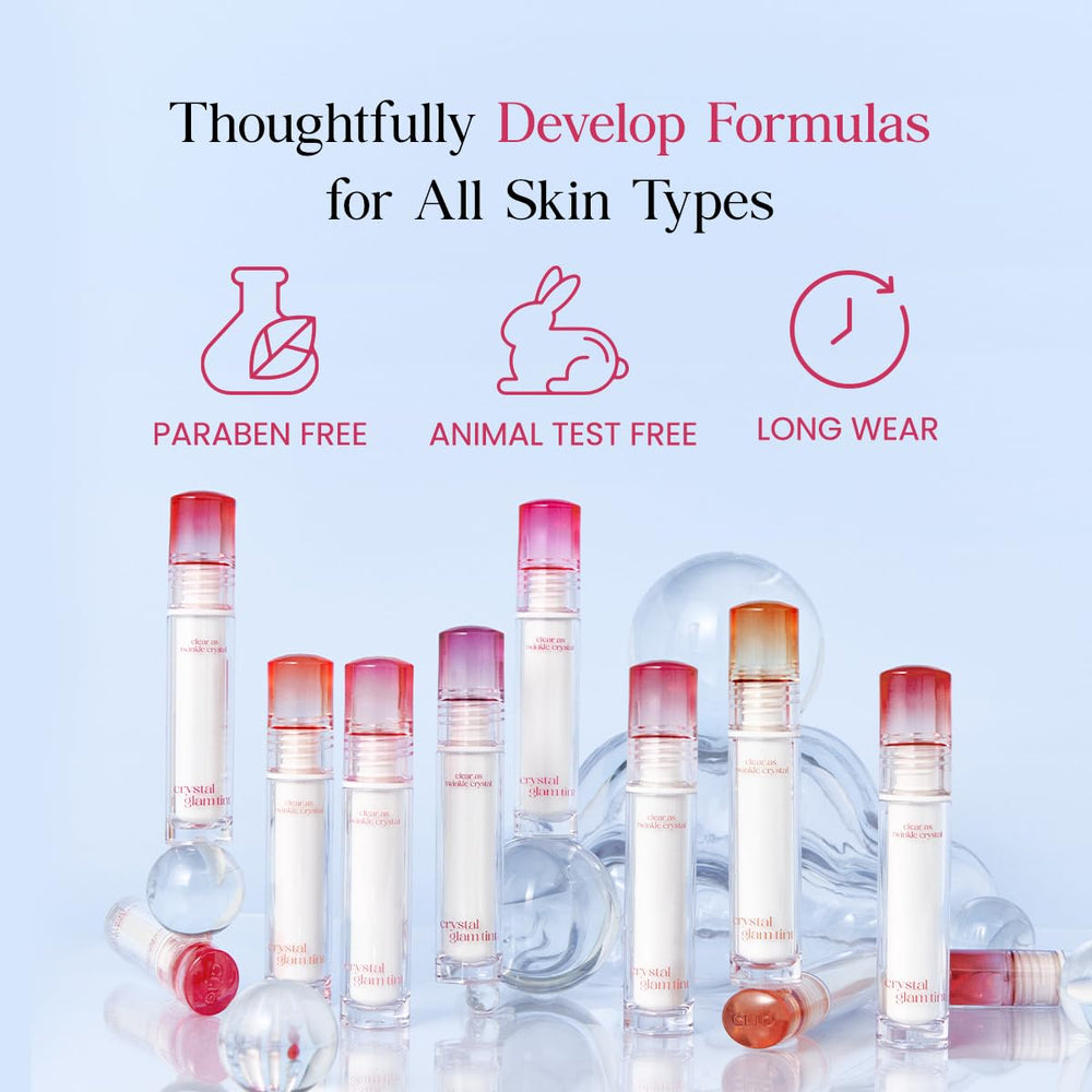 CLIO Crystal Glam Tint features a fan-developed formula trusted by lip enthusiasts.