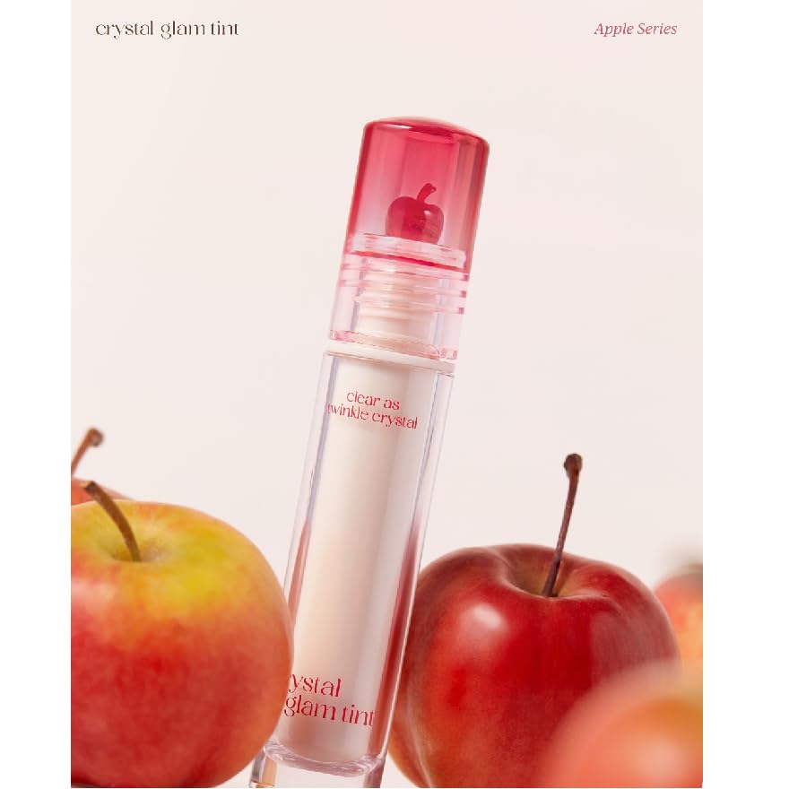 CLIO Crystal Glam Tint Vanilla Apple swiped-on lips provide radiant color and moisture.