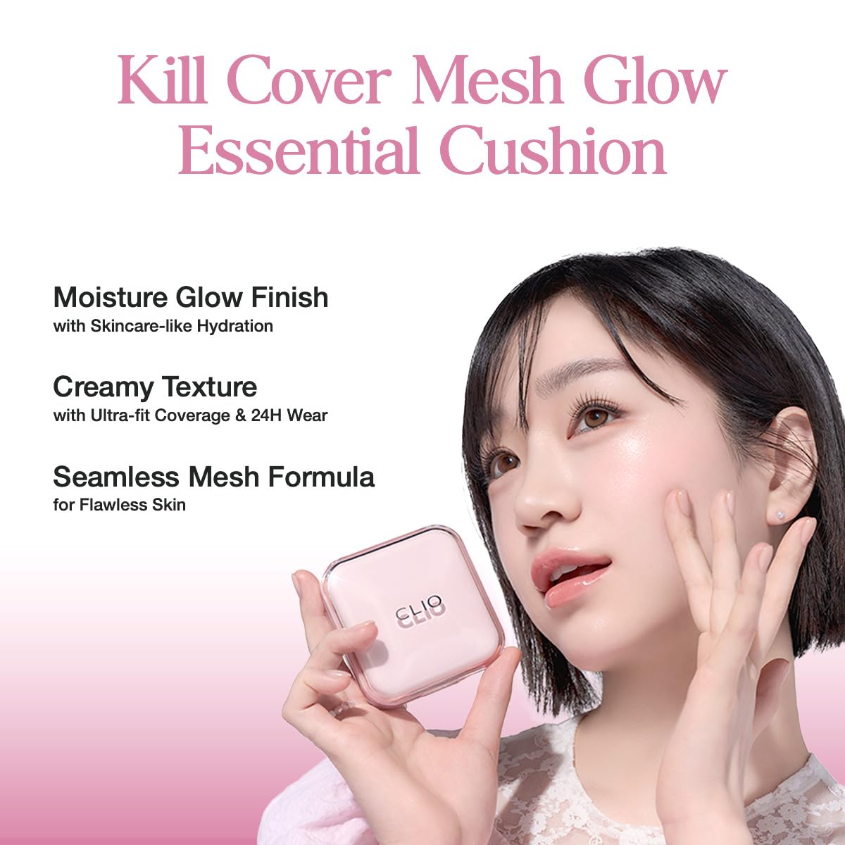 CLIO Kill Cover Mesh Glow compact open highlights a lightweight, skin-like texture.