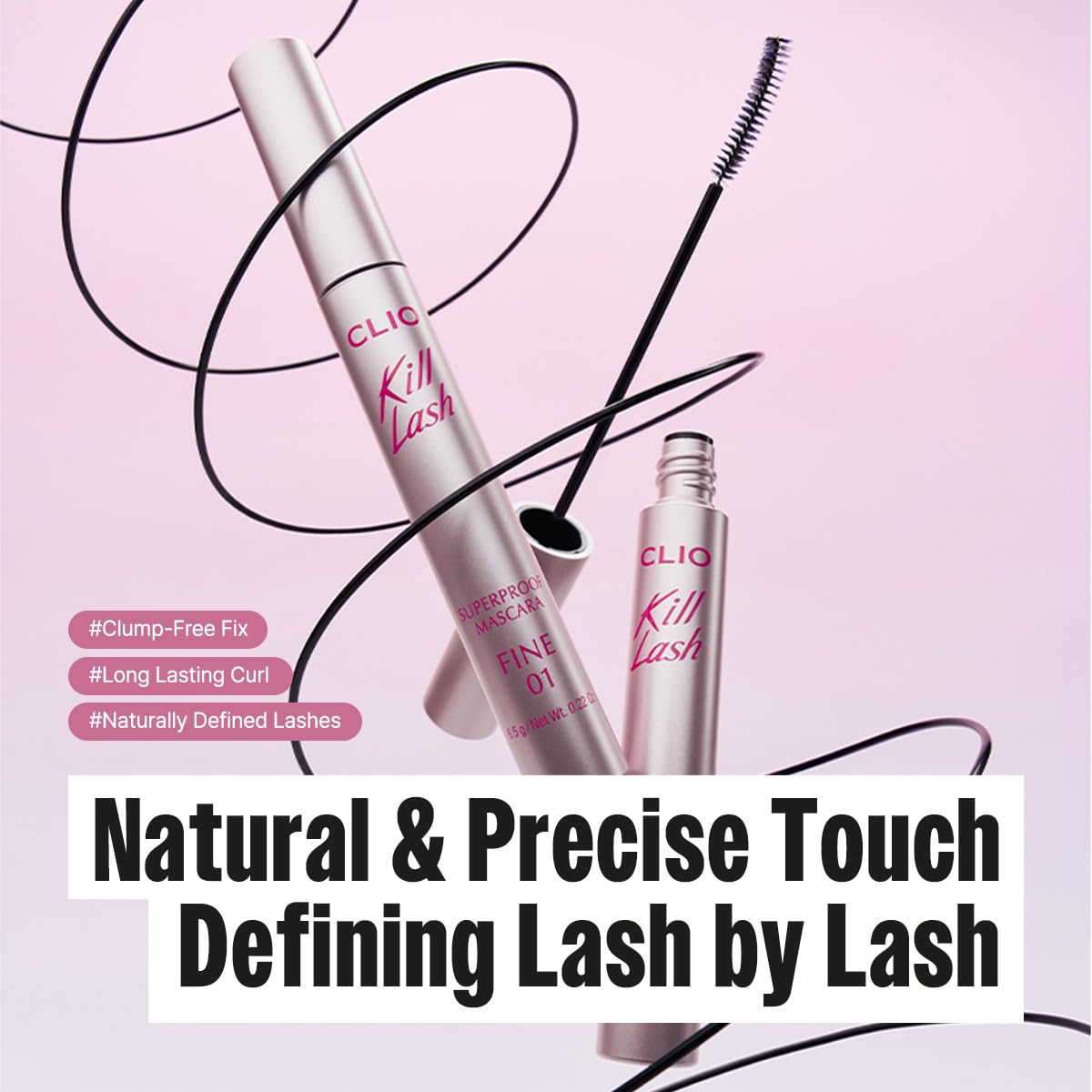 Lash swatch shows natural curl and defined length for effortless daytime looks