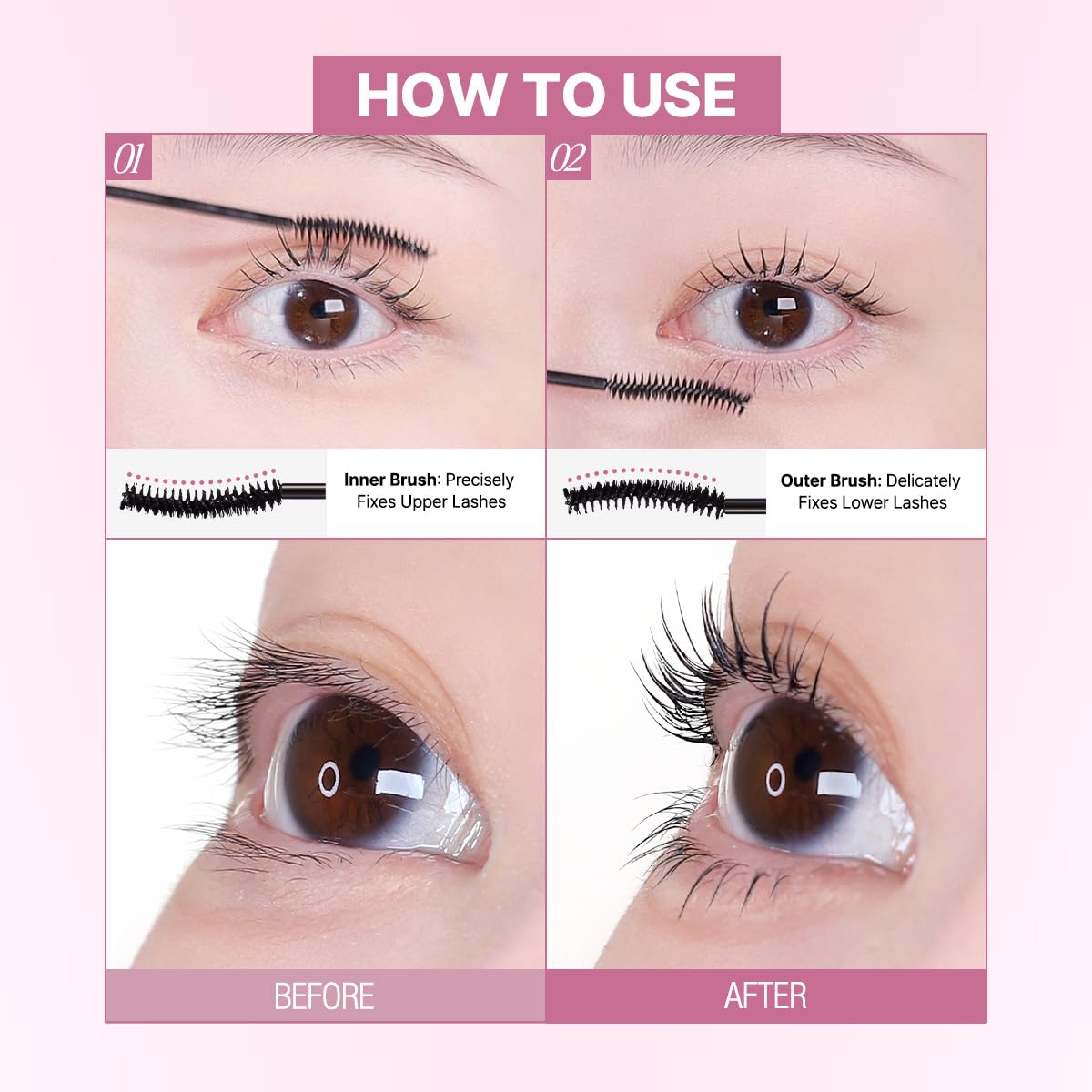 Long-lasting finish keeps lashes defined throughout the day