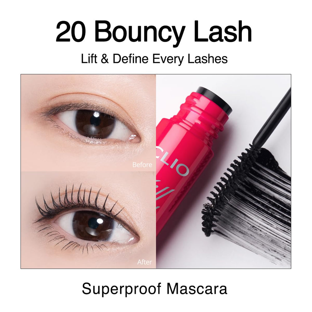 CLIO Kill Lash Superproof Mascara brush with 30-degree curve enables precise lifting