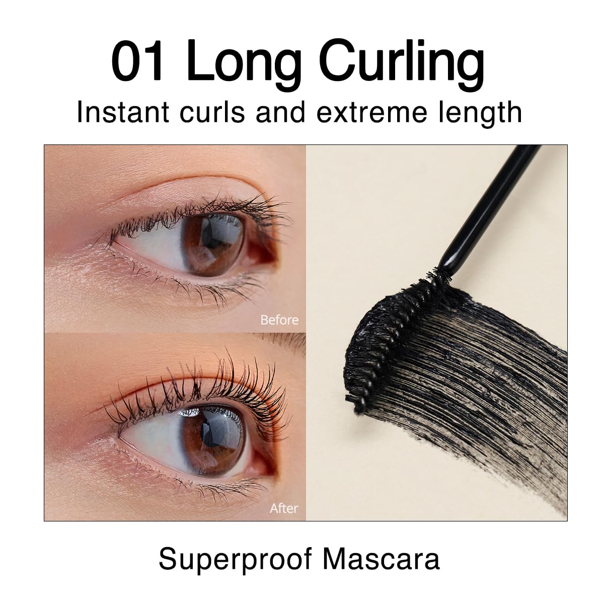 CLIO Kill Lash Superproof Mascara being applied to lashes for length and lift.