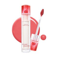 CLIO Crystal Glam Tint 019 Baby Apple bottle with glass-like finish and smooth texture.