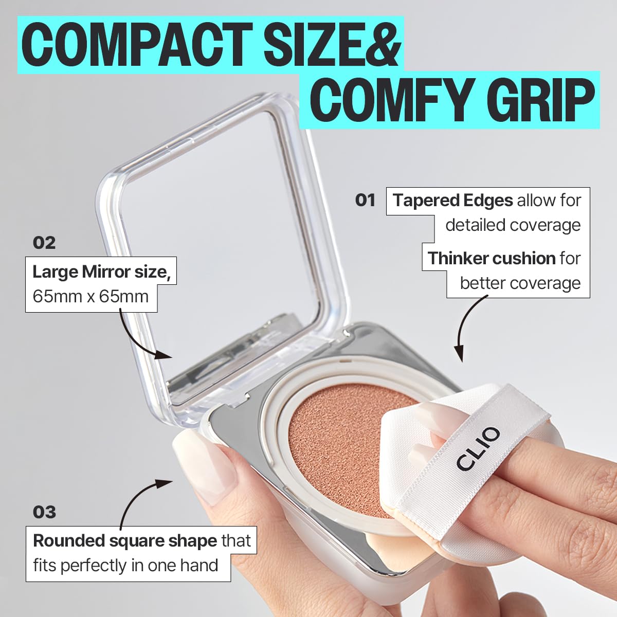 CLIO Kill Cover Founwear Cushion Original long-lasting look maintains natural radiance throughout the day.