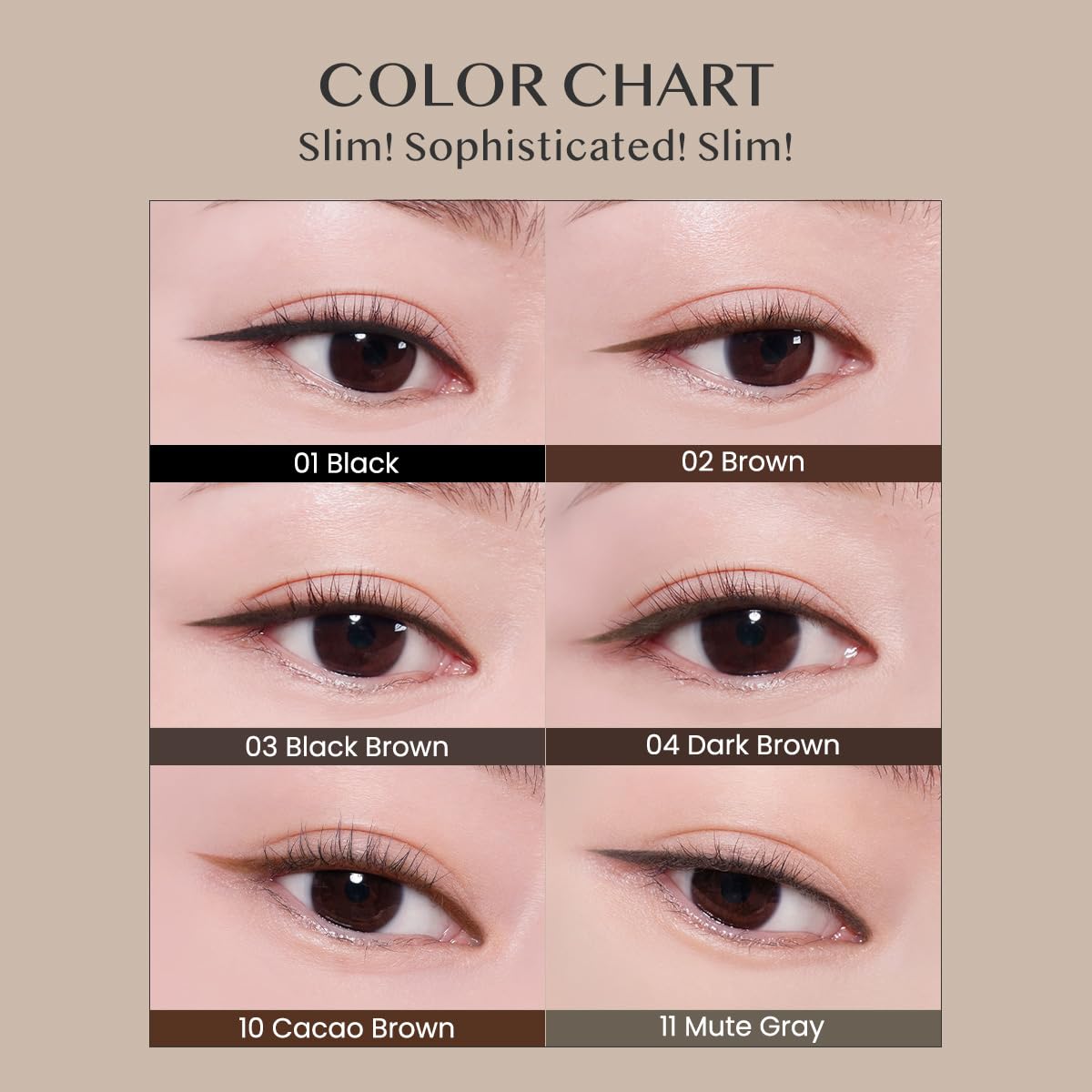 CLIO Sharp So Simple Waterproof Pencil Liner 010 Cacao Brown applied along lash line for defined look.