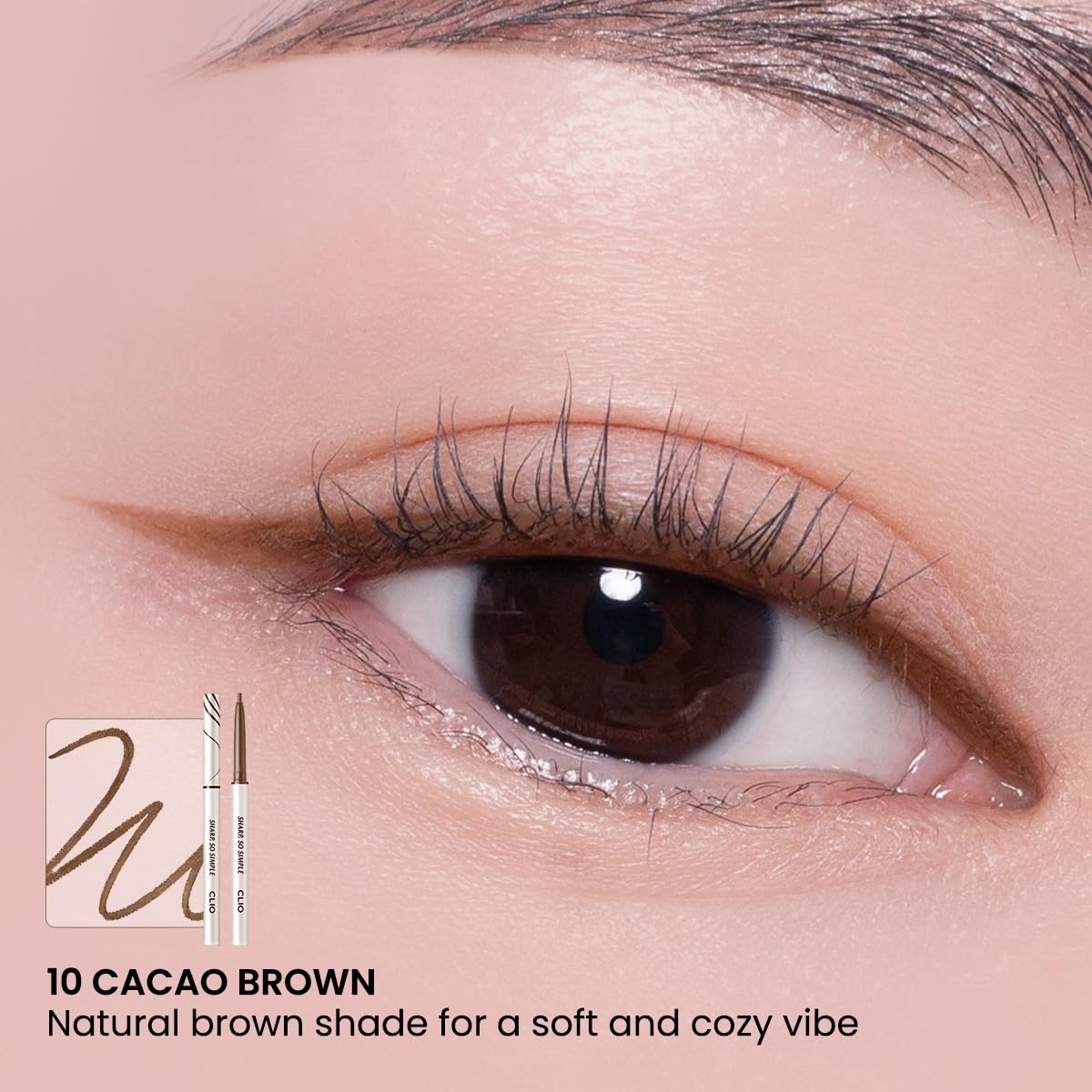 CLIO Sharp So Simple Waterproof Pencil Liner 010 Cacao Brown packaging highlighting travel-friendly design.