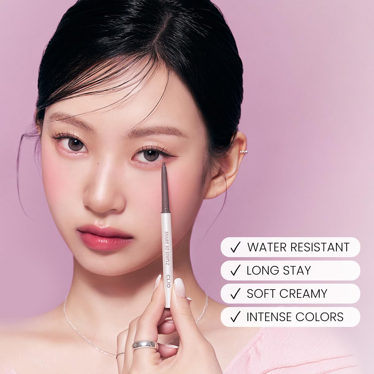 CLIO Sharp So Simple Waterproof Pencil Liner 010 Cacao Brown sharpened tip for clean definition.