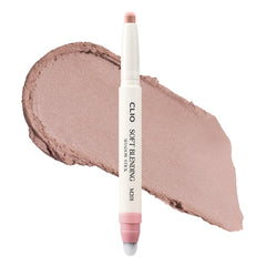 CLIO Soft Blending Eyeshadow Stick Cashmere Mute packaging shows portable design for quick touch-ups.