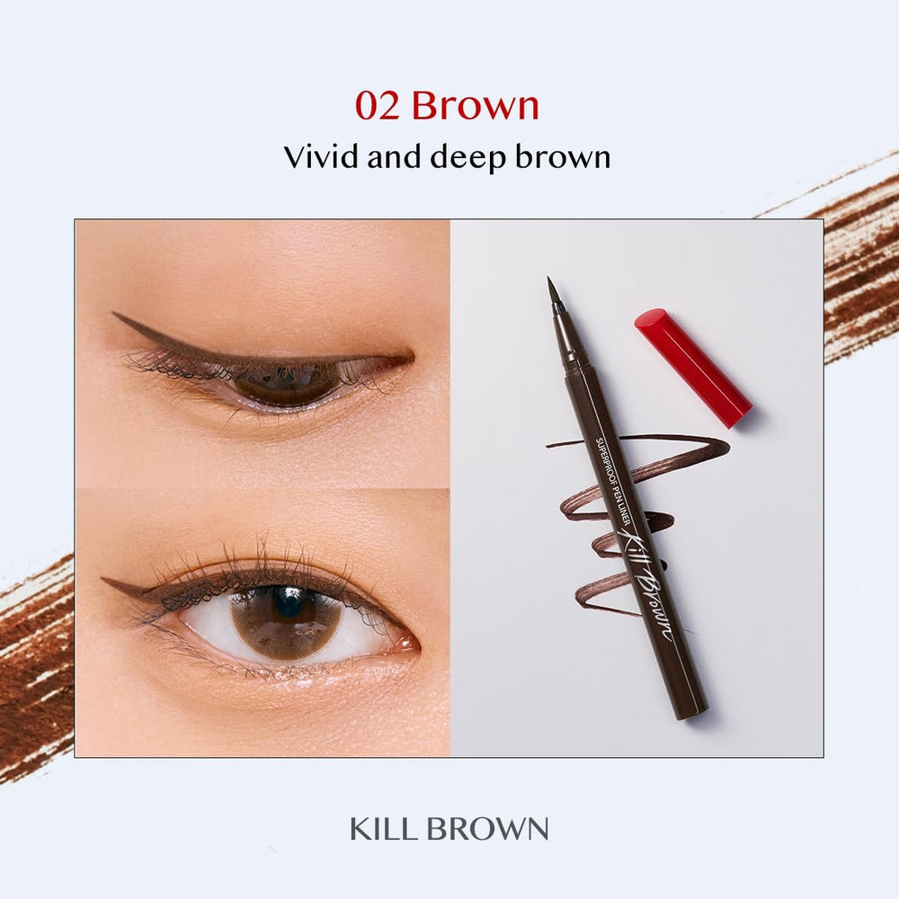 CLIO Superproof Pen brown swatch on skin for even color.