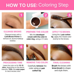 Applying tint to brows to frame and define eyes.