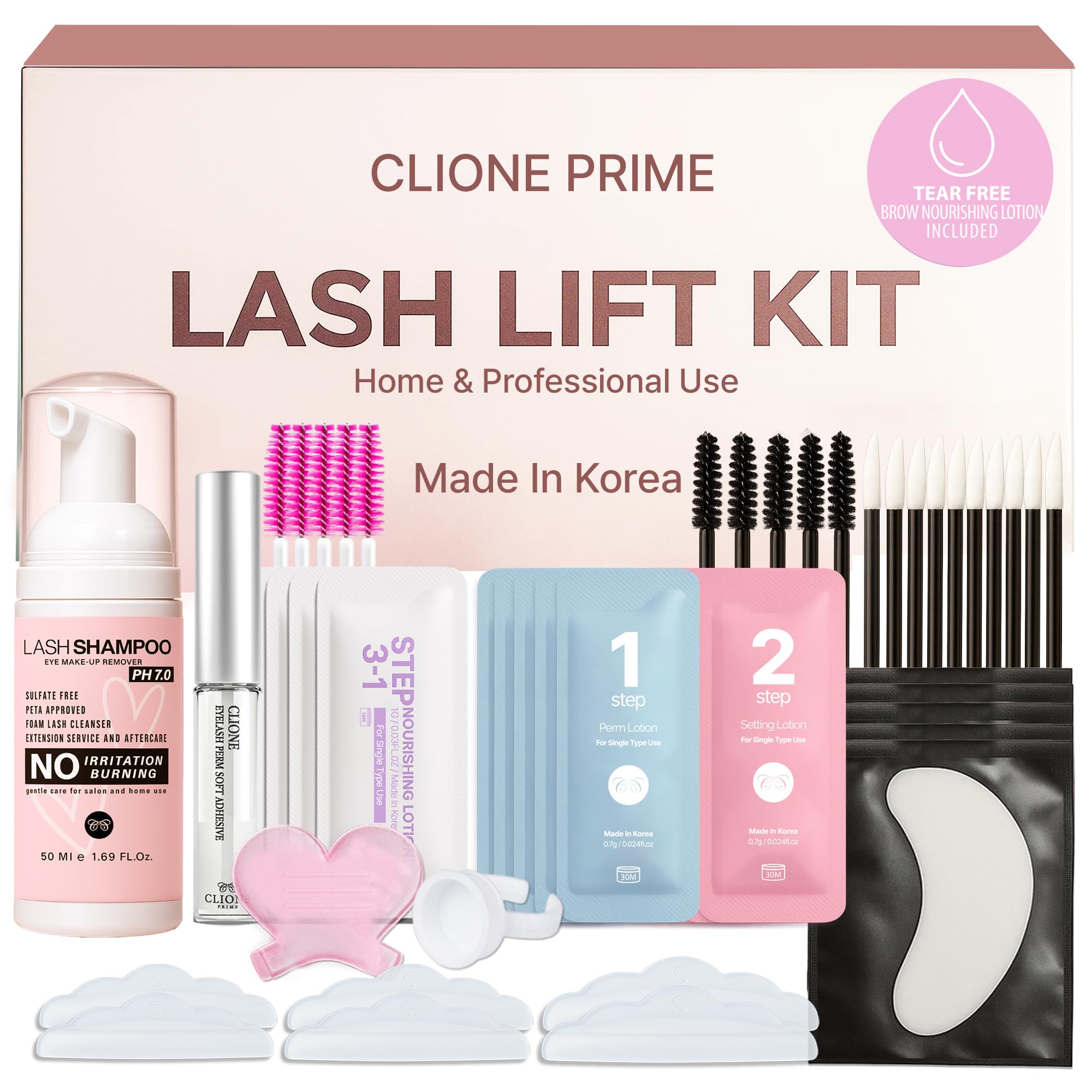 CLIONE PRIME Lash Lift Kit single-use sachets for pristine hygiene and easy prep.