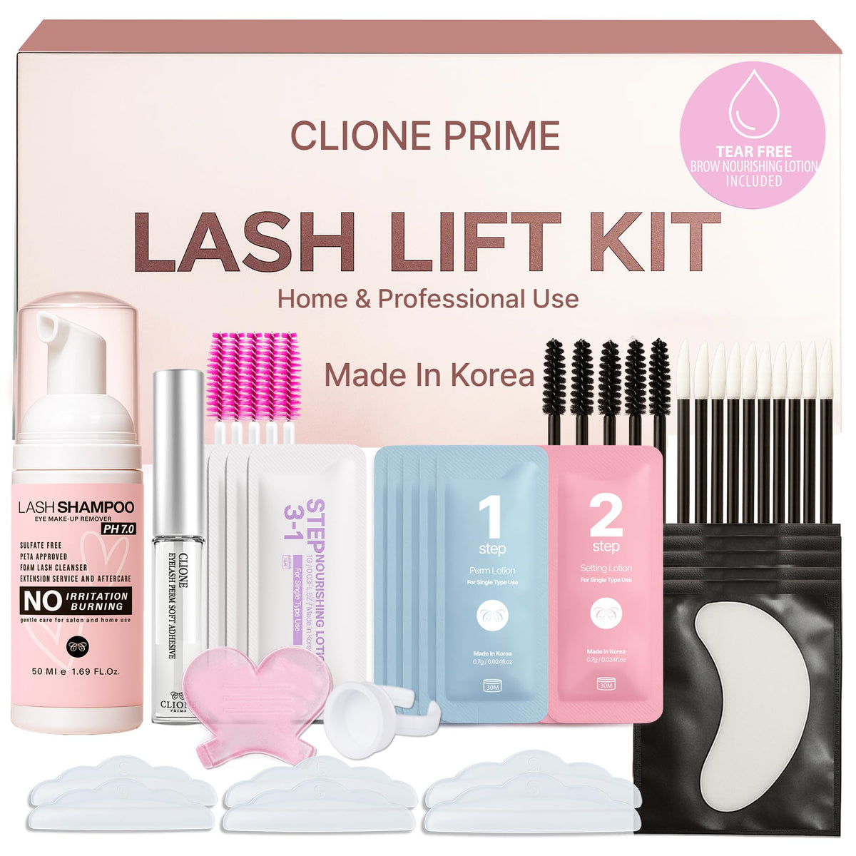 CLIONE PRIME Lash Lift Kit single-use sachets for pristine hygiene and easy prep.