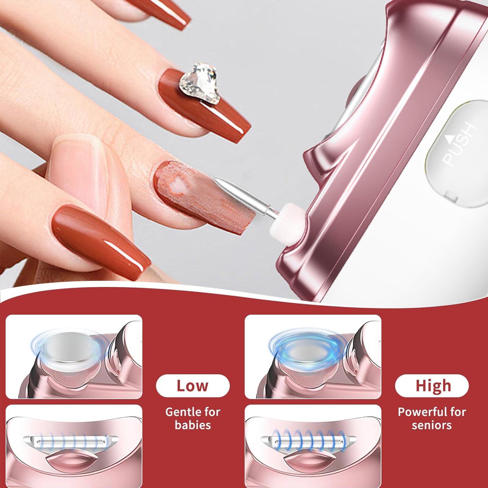 Clippe-ongles électrique 4-en-1 lampe LED douce pour une visibilité.