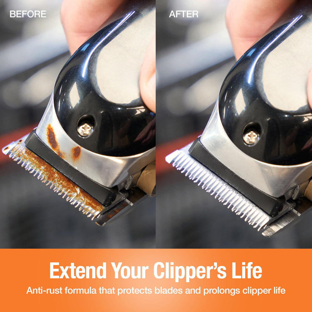 CLIPPERCIDE anti-rust formula protects clipper components.