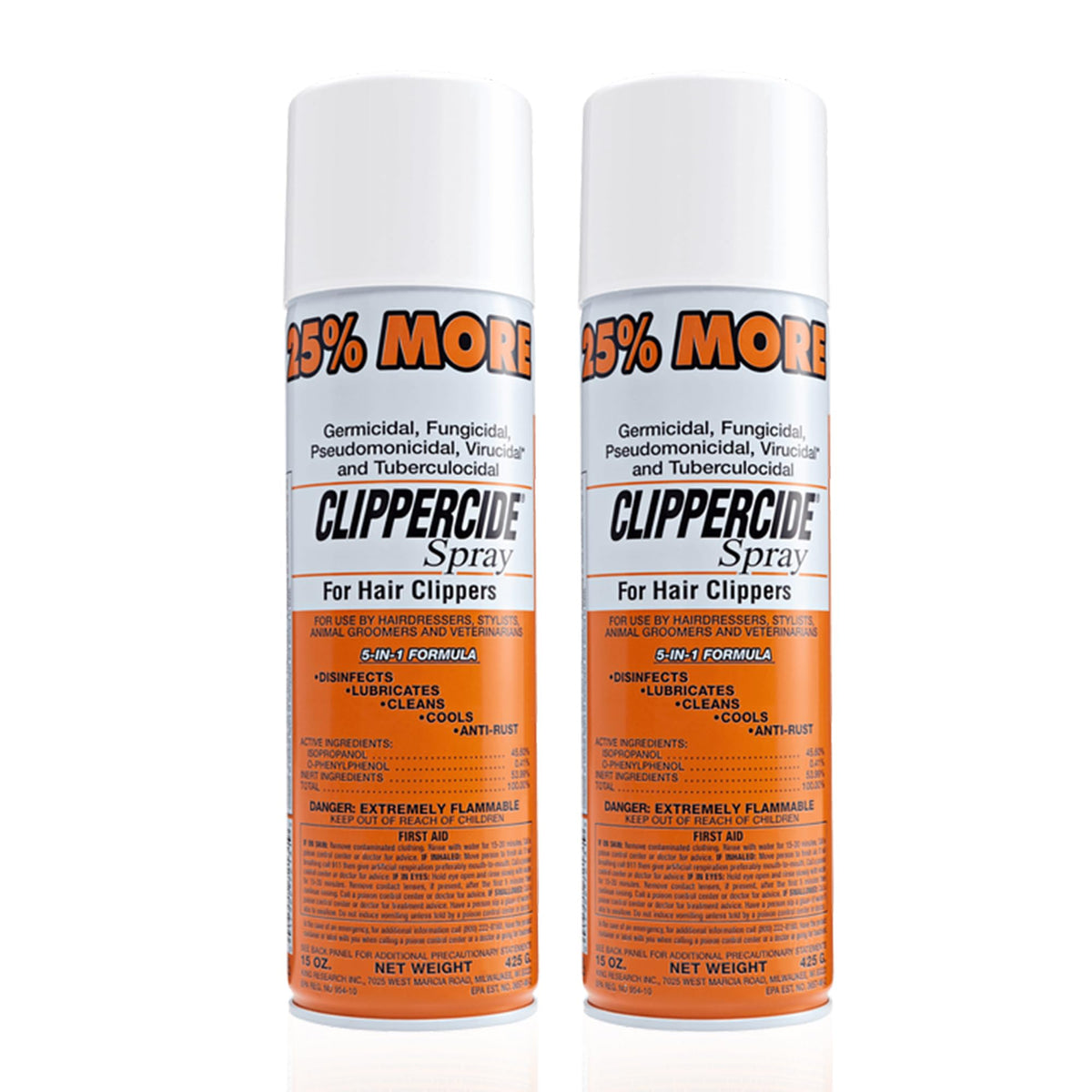 CLIPPERCIDE 2-pack bottle shown for professional blade maintenance.
