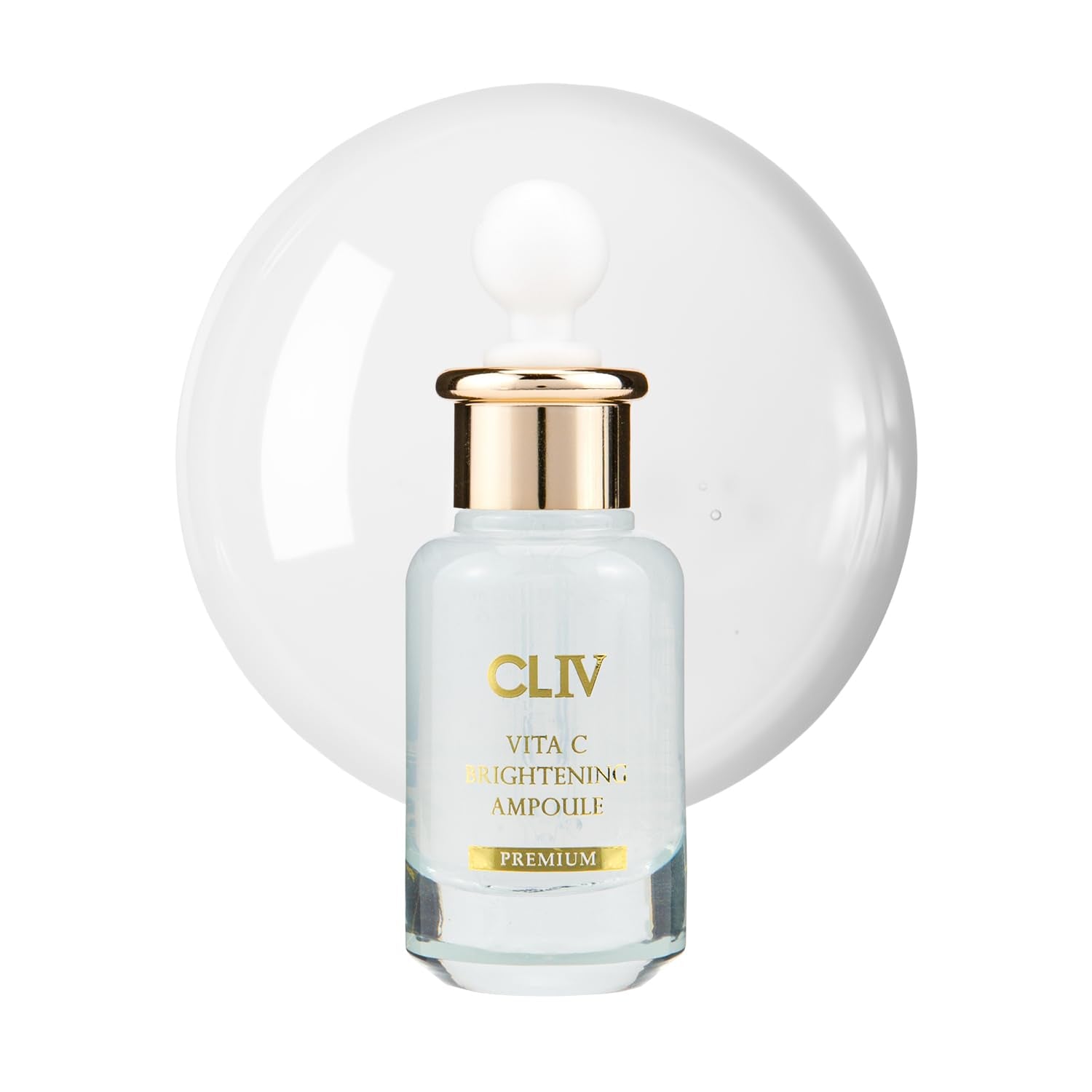 CLIV Vita C serum bottle close-up highlighting hydration and radiant glow.