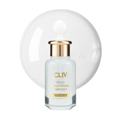 CLIV Vita C serum bottle close-up highlighting hydration and radiant glow.