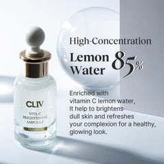CLIV Vita C serum texture close-up shows smooth absorption.