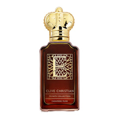 Clive Christian Private Collection E Cashmere Musk bottle close-up, ideal for gifting luxury occasions.