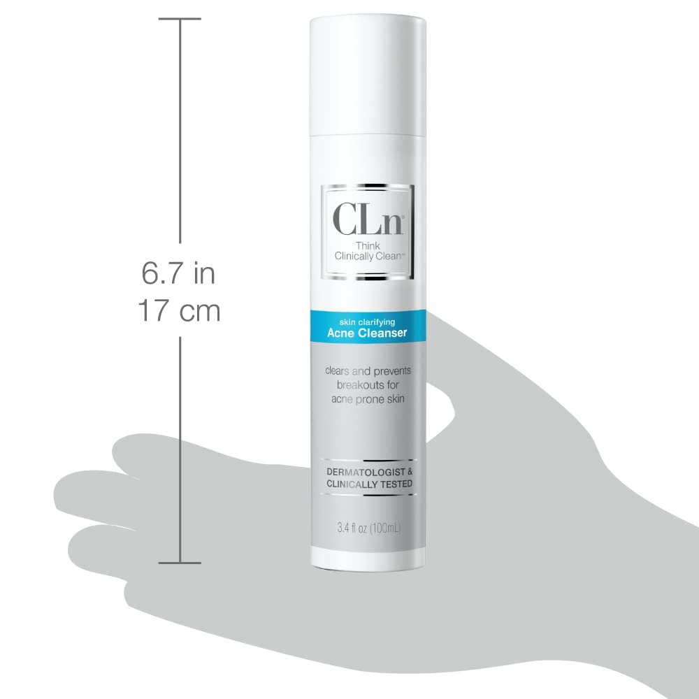 CLn Acne Cleanser skin closeup illustrating a clean, oil-free face after use.