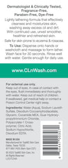 CLn Facial Cleanser label close-up shows fragrance-free formula