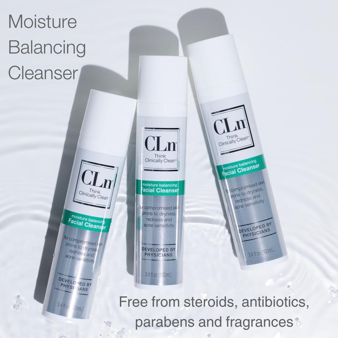 CLn Facial Cleanser packaging highlighting fragrance- and paraben-free care