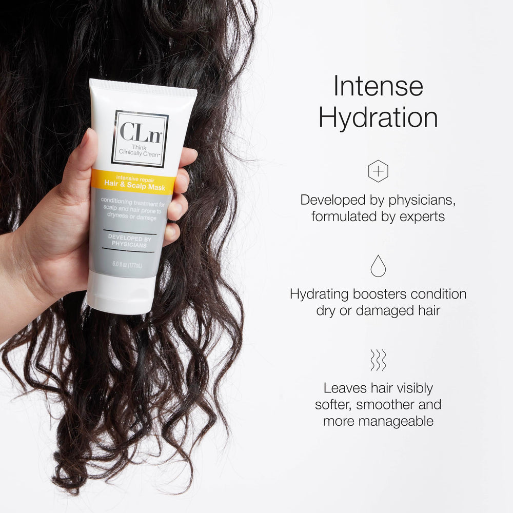 CLn Hair Mask application midlength image demonstrates even coverage for all hair types.