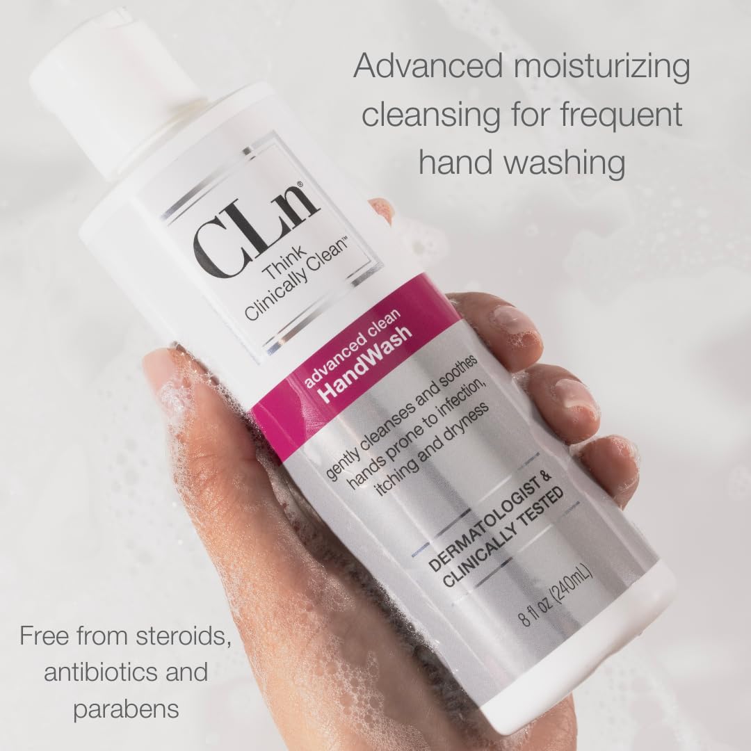 CLn HandWash glycerin-boosted formula highlights hydration for dry skin.