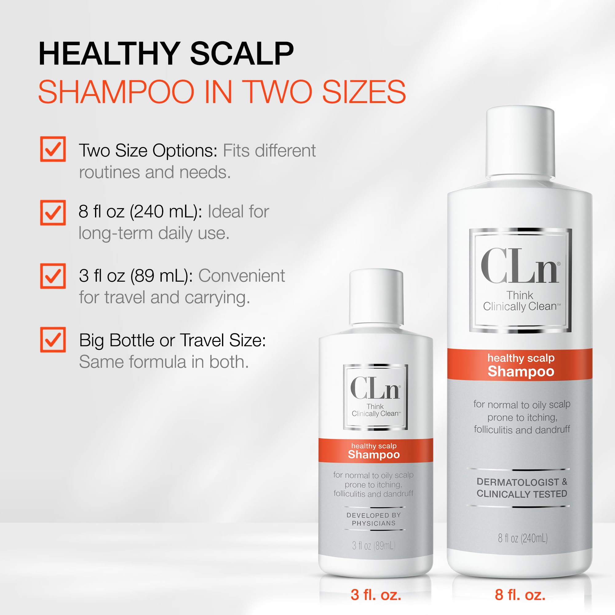 CLn Shampoo purifies the scalp and removes buildup for refreshed roots