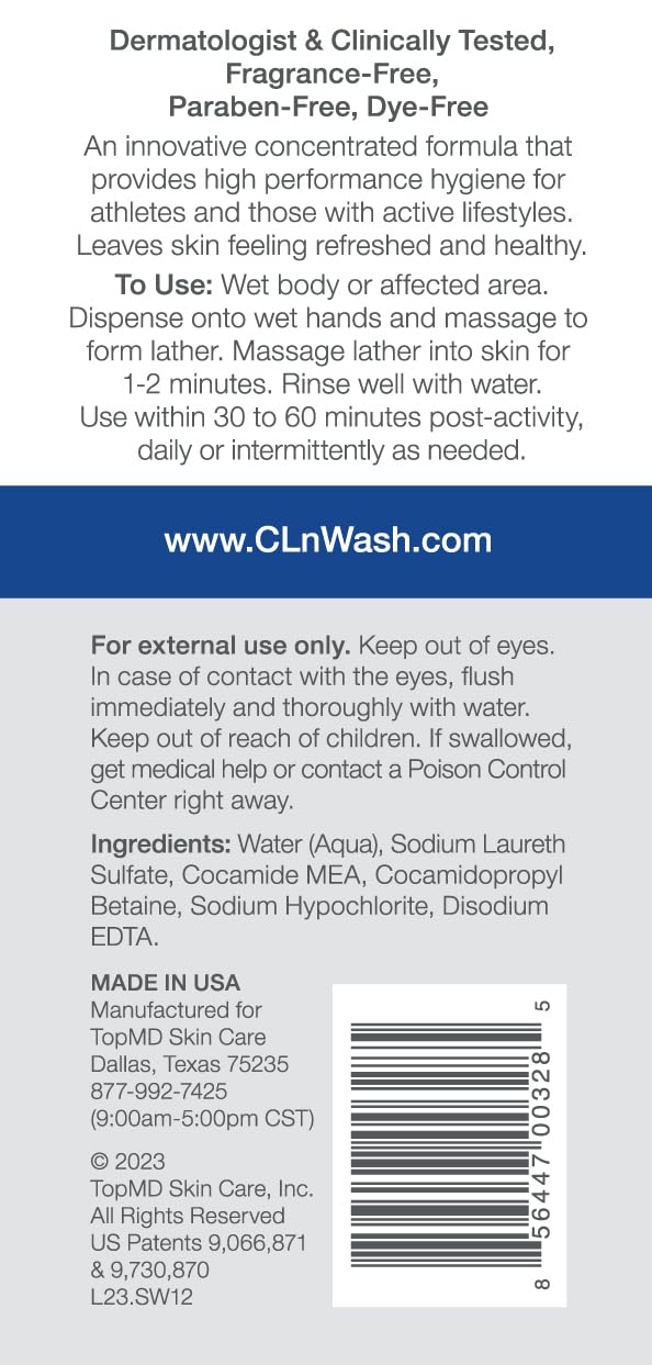 CLn SportWash bottle side view highlighting hypoallergenic, paraben-free design for sensitive athletes