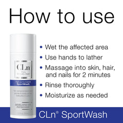 Wet body in the shower using CLn SportWash for odor control.