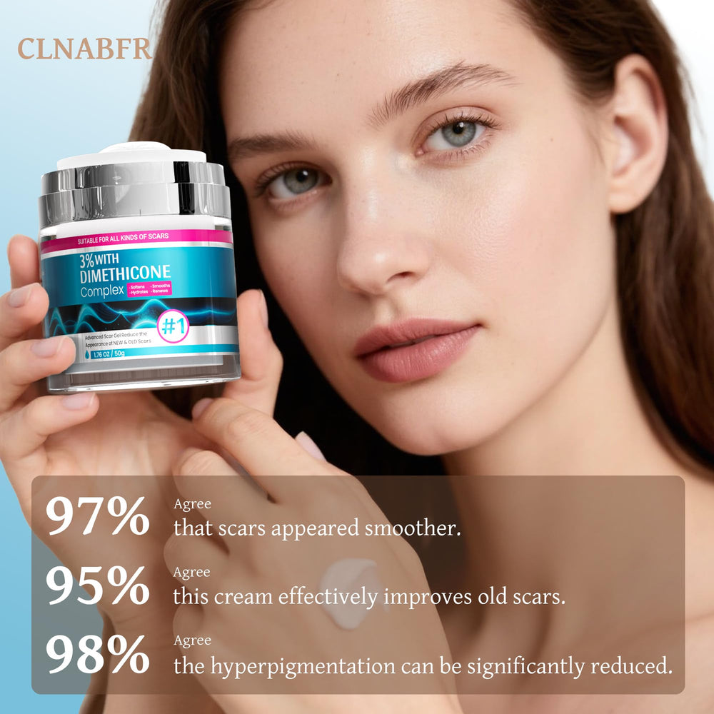 CLNABFR acne-scar pit swatch illustrating even-toned results and reduced redness potential