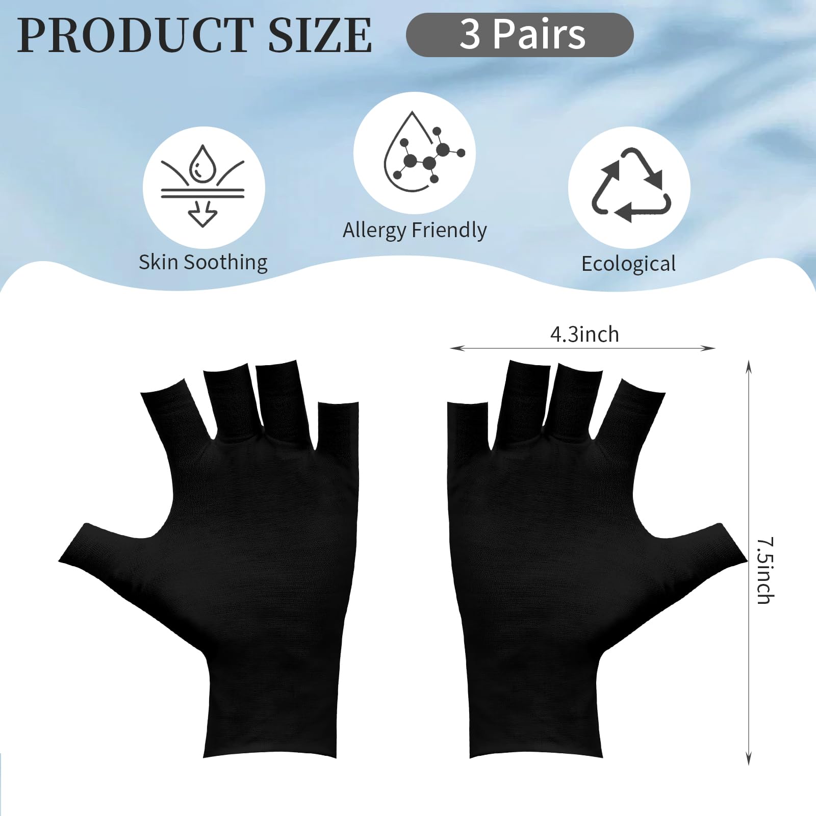 Clofiak black fingerless gloves designed for eczema-prone skin during daily use.